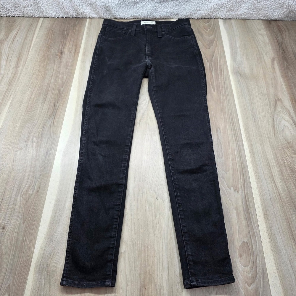 Madewell 10" High Rise Skinny Jeans 27 Black Denim Faded Wash Stretch Womens